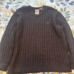 Timberland Men's Dark Brown Cable Knit Sweater